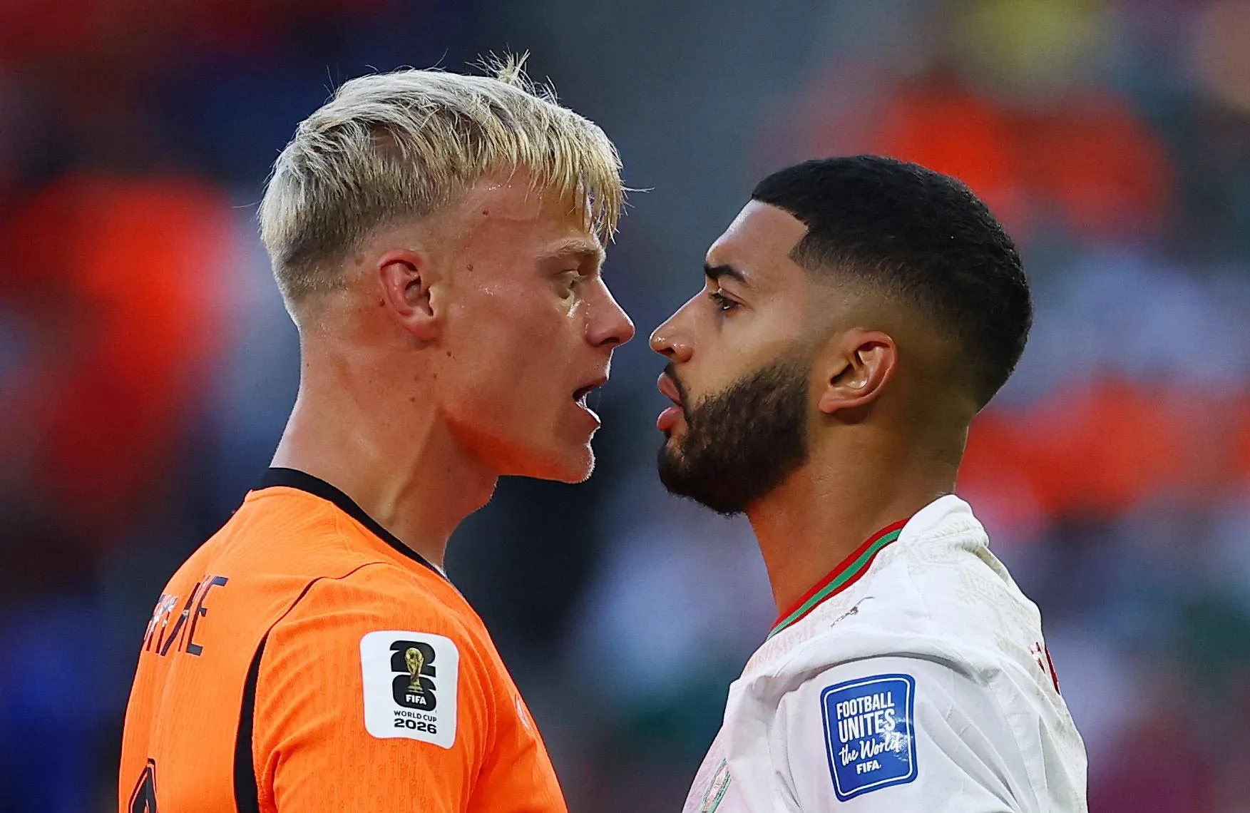 Morocco's Ismael Saibari clashes with Netherlands' Jan Paul van Hecke REUTERS/Daniel Becerril