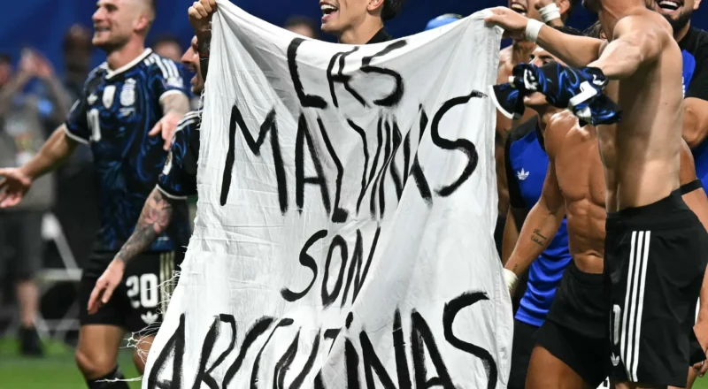 ‘Malvinas are Argentinian’: World Cup holders celebrate win over England with Falklands banner