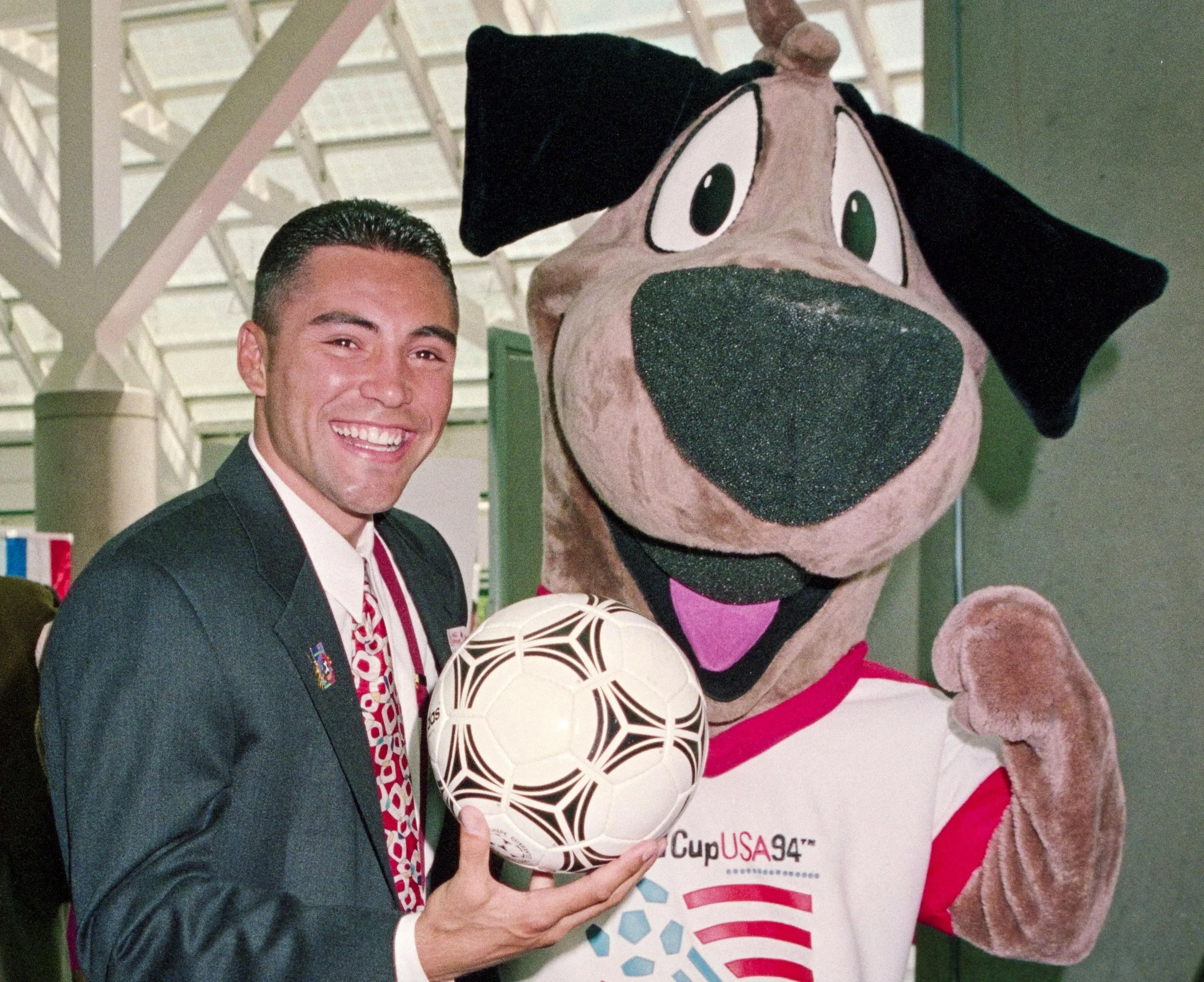 Oscar De La Hoya with Striker at ‘Soccerfest’ in Los Angeles