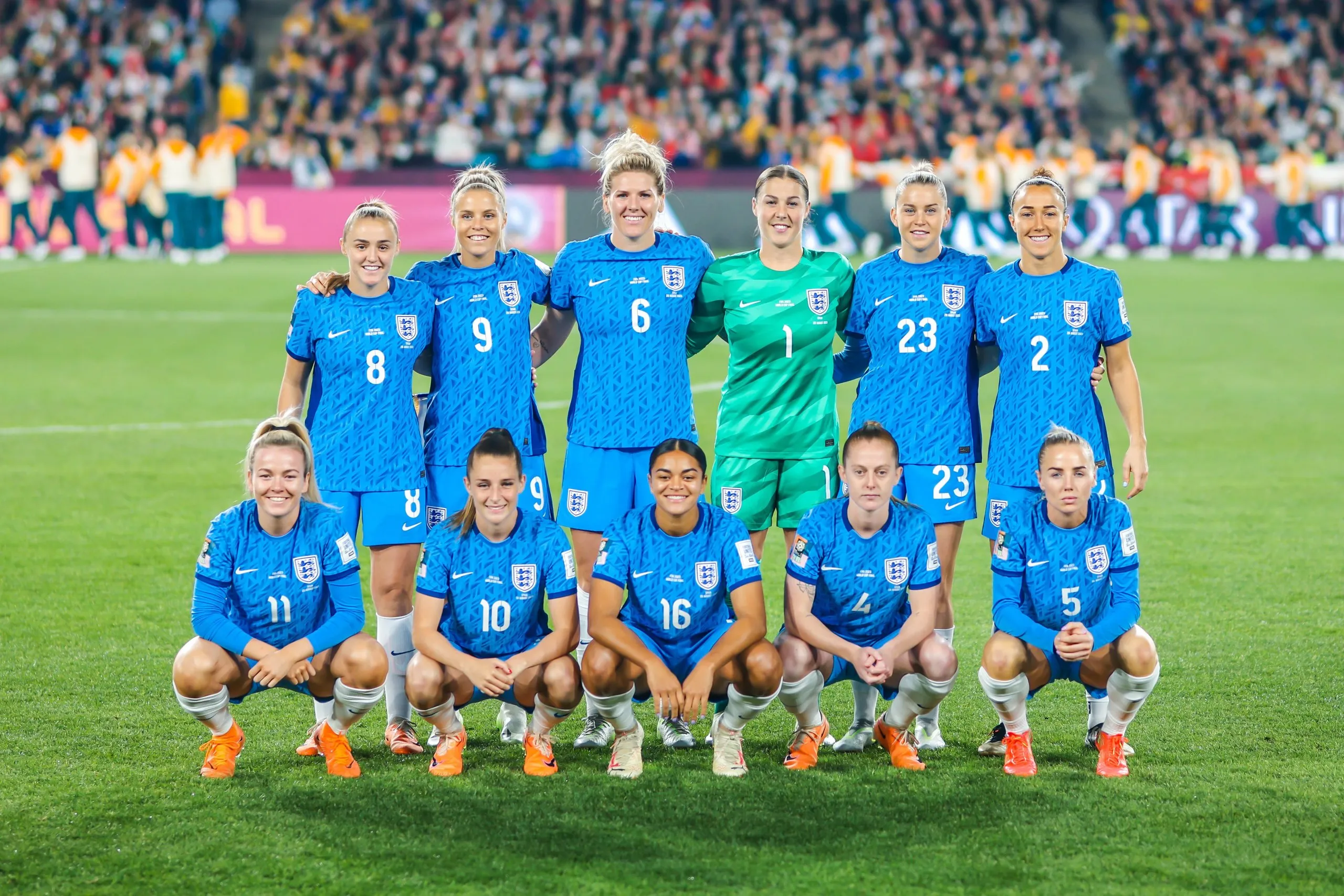England’s Lionesses pose for a team photo before the 2023 Women’s World Cup final