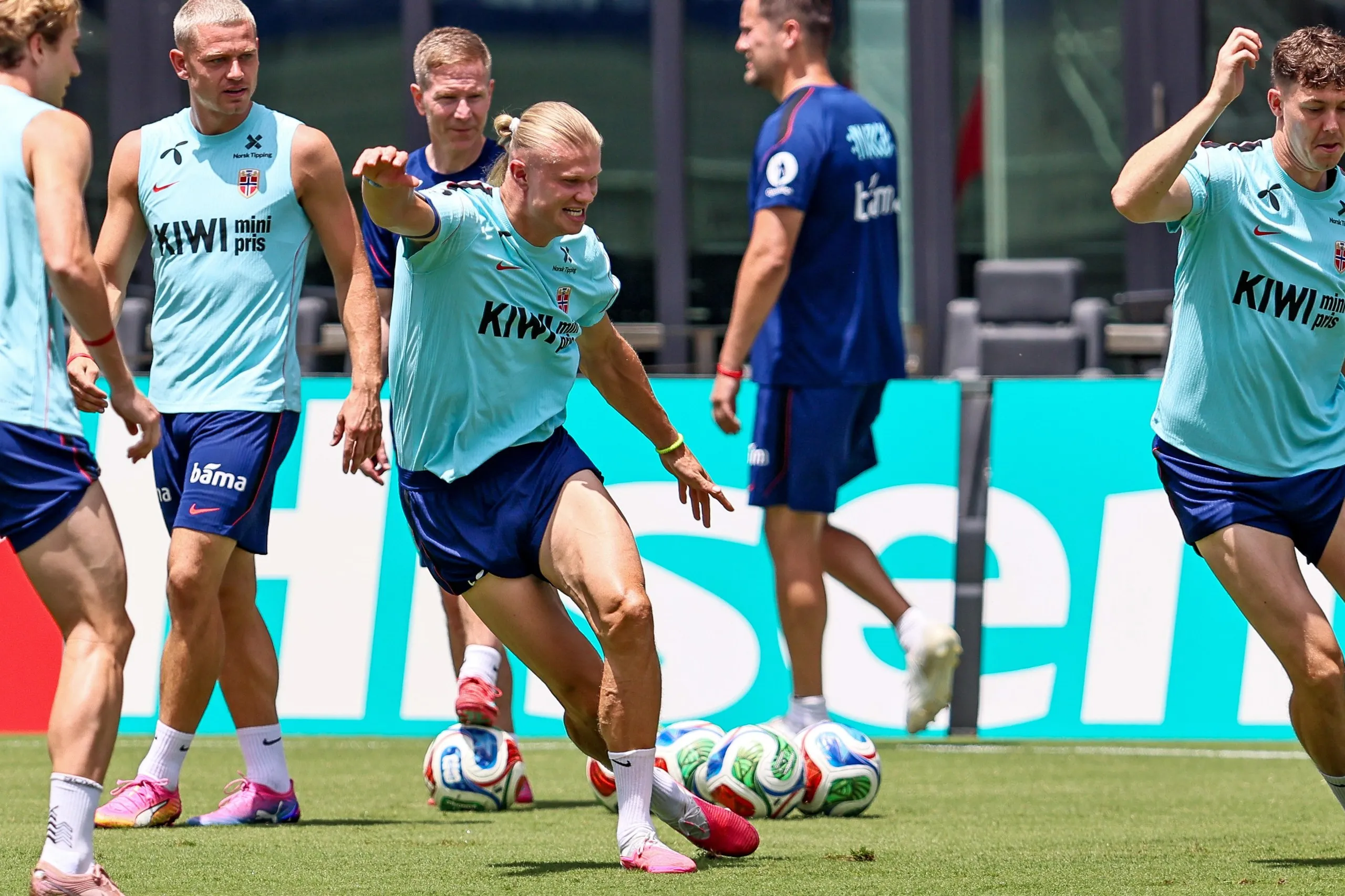 Erling Haaland at Norway training before the World Cup quarter-final against England.