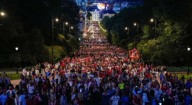 Norway’s crown prince joins thousands of fans in Oslo to celebrate historic World Cup win